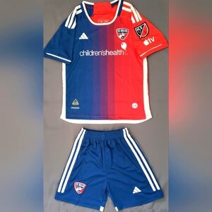 Adidas Red and Blue Soccer Jerseys Moisture-Wicking Crew Neck